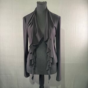 Joseph Ribkoff Jacket Women 6 Open Front Waterfall Cardigan Formal Midi Black